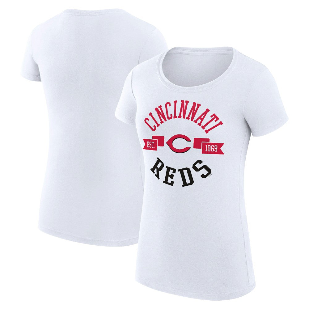 Cincinnati Reds G-III 4Her by Carl Banks Women's Super-Slim Fit Lightweight City Graphic T-Shirt White