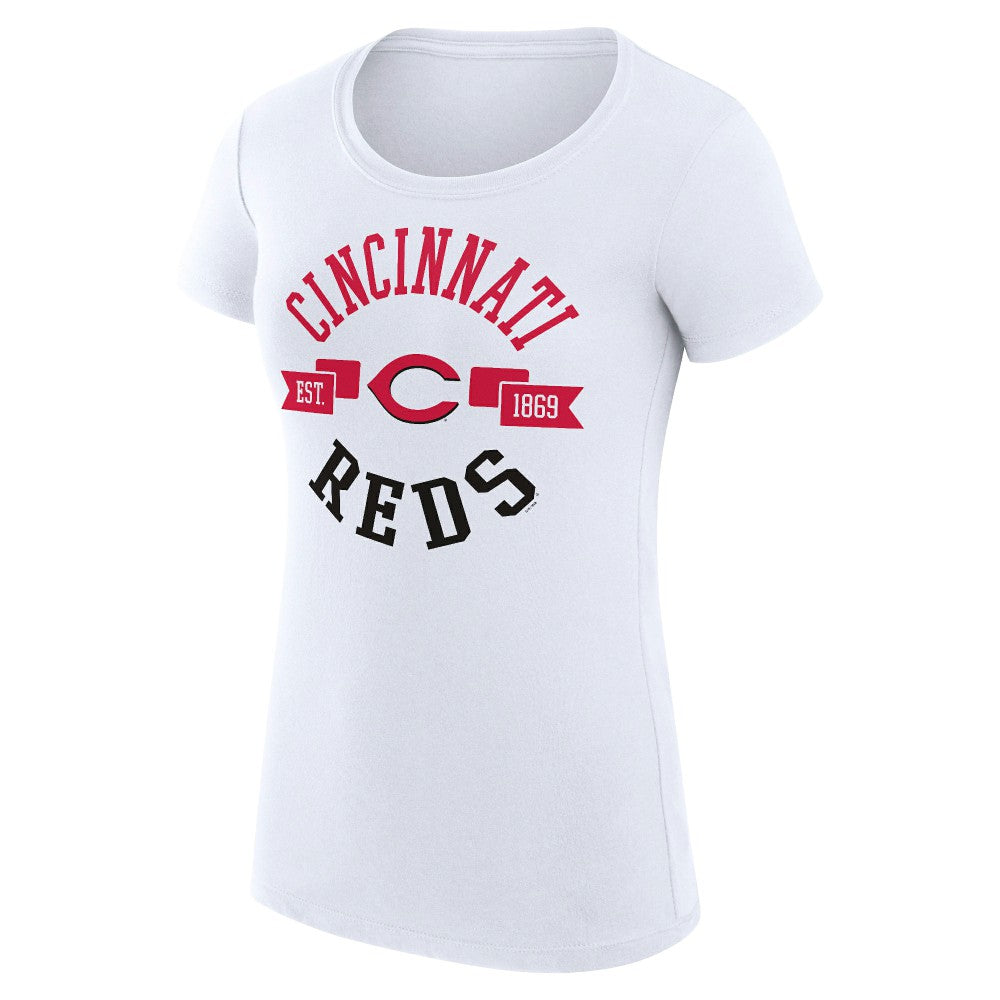 Cincinnati Reds G-III 4Her by Carl Banks Women's Super-Slim Fit Lightweight City Graphic T-Shirt White