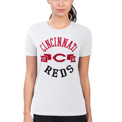 Cincinnati Reds G-III 4Her by Carl Banks Women's Super-Slim Fit Lightweight City Graphic T-Shirt White
