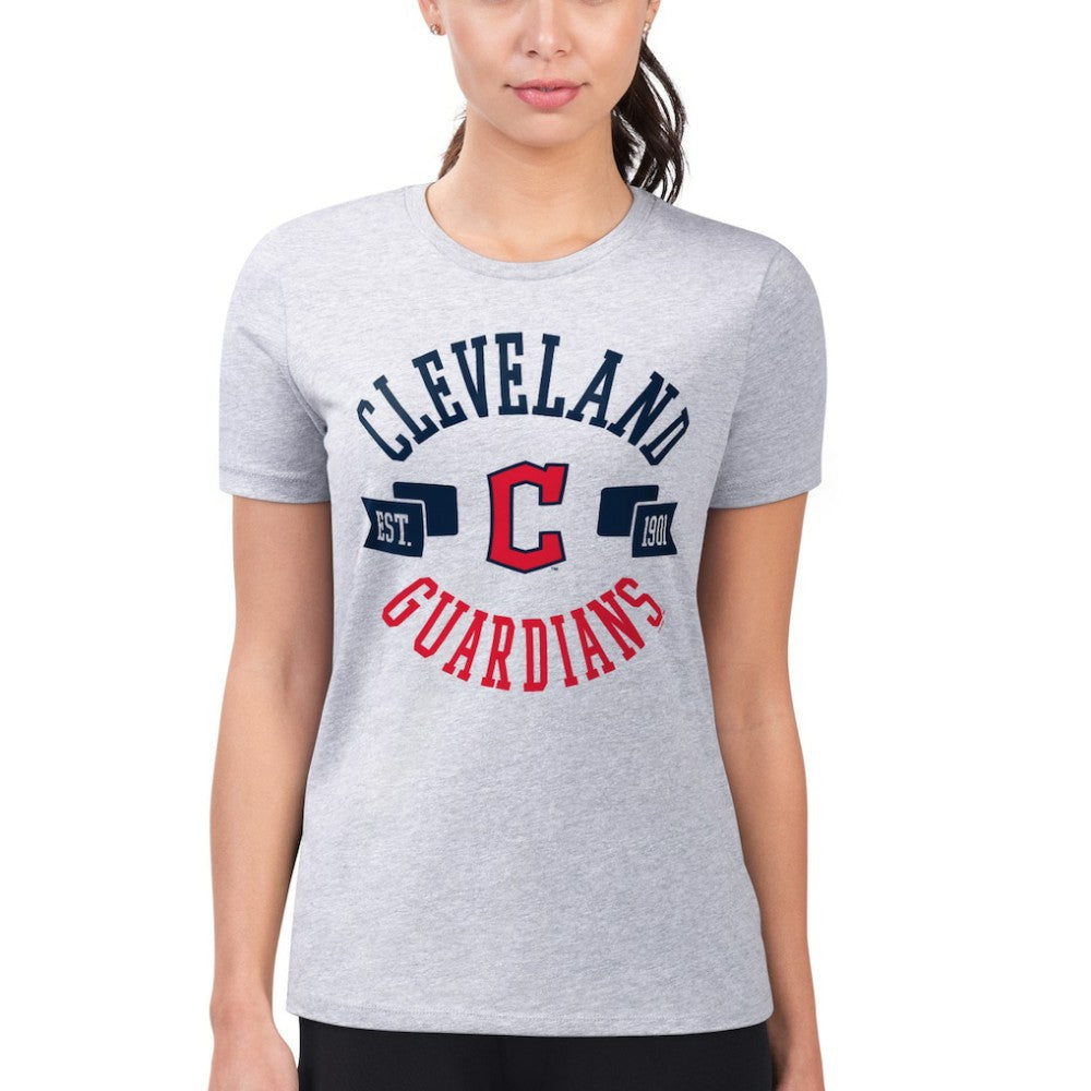 Cleveland Guardians G-III 4Her by Carl Banks Women's Super-Slim Fit Lightweight City Graphic T-Shirt Heather Gray