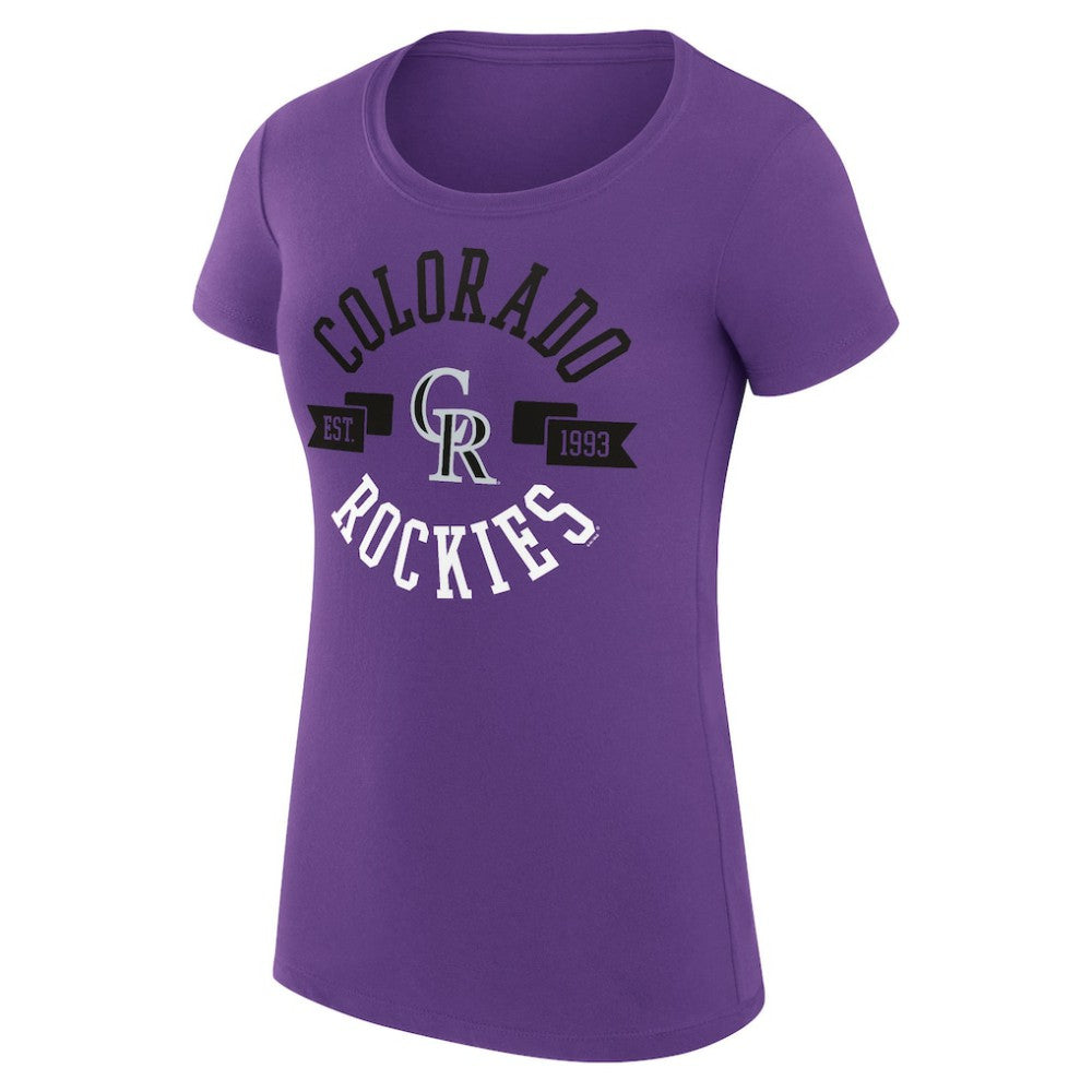 Colorado Rockies G-III 4Her by Carl Banks Women's Super-Slim Fit Lightweight City Graphic T-Shirt Purple