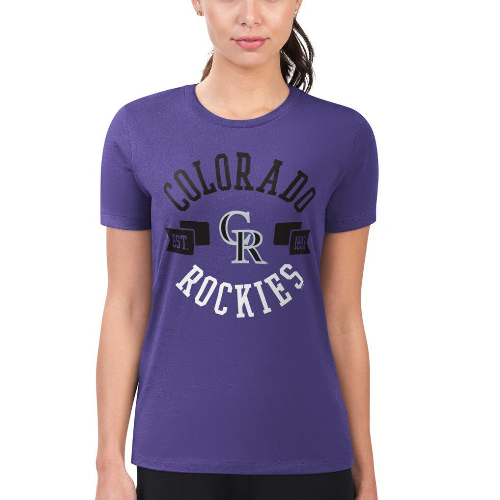 Colorado Rockies G-III 4Her by Carl Banks Women's Super-Slim Fit Lightweight City Graphic T-Shirt Purple