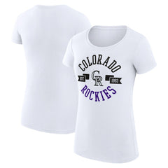 Colorado Rockies G-III 4Her by Carl Banks Women's Super-Slim Fit Lightweight City Graphic T-Shirt White