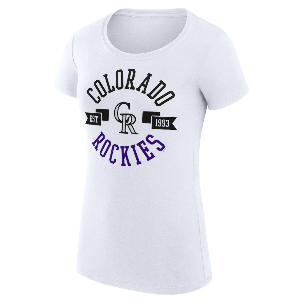 Colorado Rockies G-III 4Her by Carl Banks Women's Super-Slim Fit Lightweight City Graphic T-Shirt White