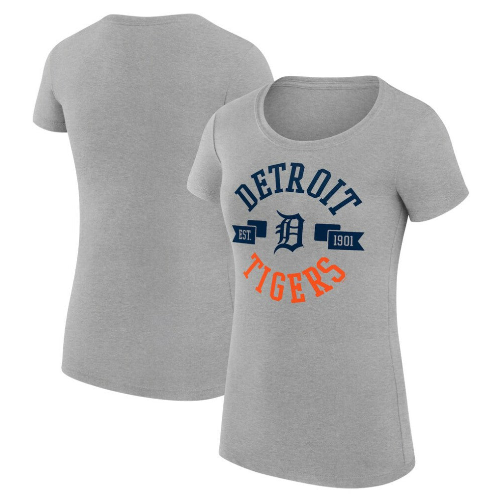 Detroit Tigers G-III 4Her by Carl Banks Women's Super-Slim Fit Lightweight City Graphic T-Shirt Heather Gray