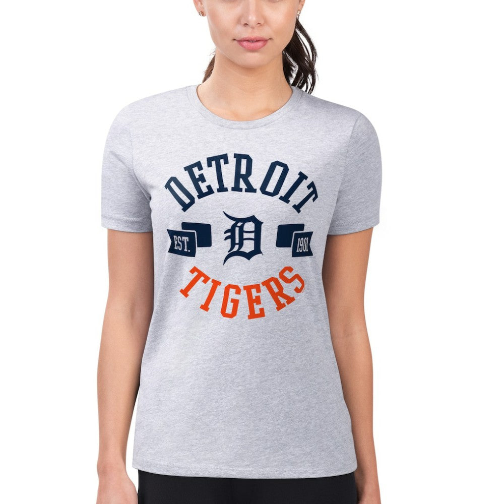 Detroit Tigers G-III 4Her by Carl Banks Women's Super-Slim Fit Lightweight City Graphic T-Shirt Heather Gray