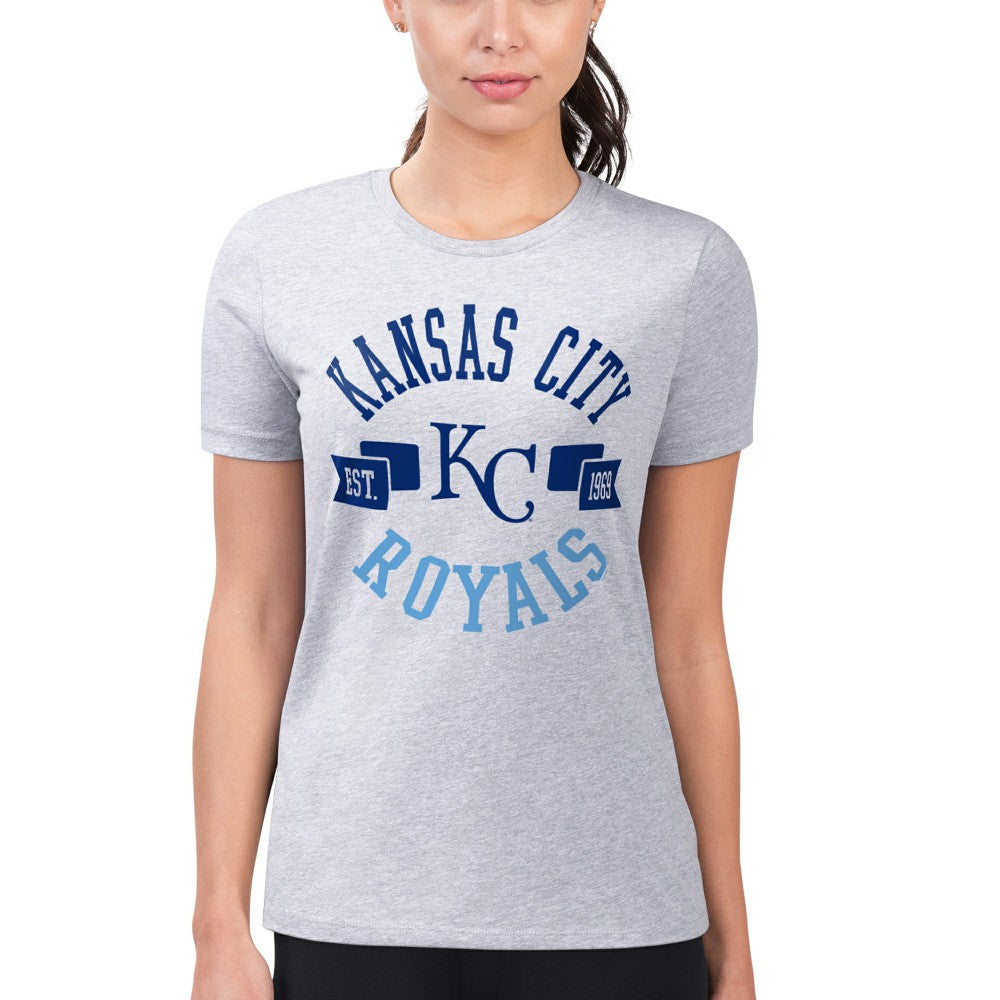 Kansas City Royals G-III 4Her by Carl Banks Women's Super-Slim Fit Lightweight City Graphic T-Shirt Heather Gray