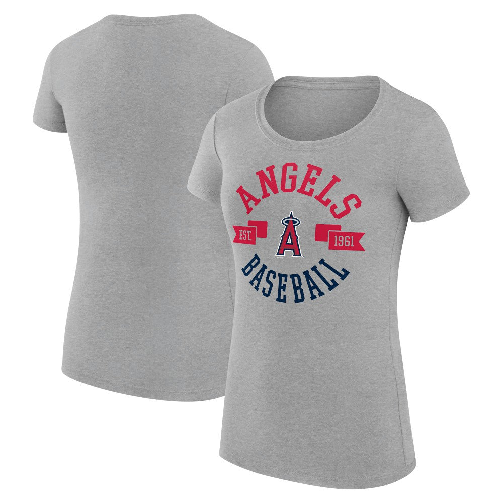Los Angeles Angels G-III 4Her by Carl Banks Women's Super-Slim Fit Lightweight City Graphic T-Shirt Heather Gray