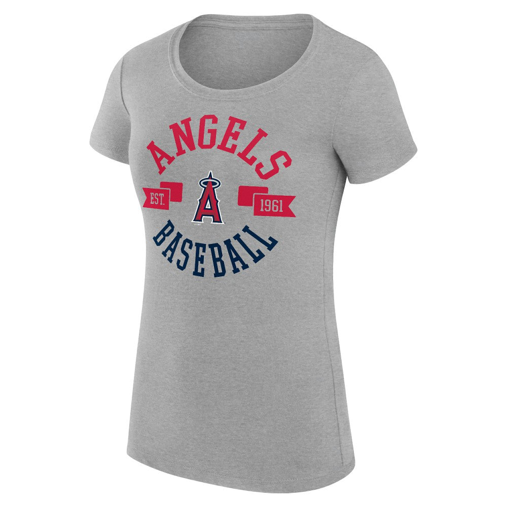 Los Angeles Angels G-III 4Her by Carl Banks Women's Super-Slim Fit Lightweight City Graphic T-Shirt Heather Gray