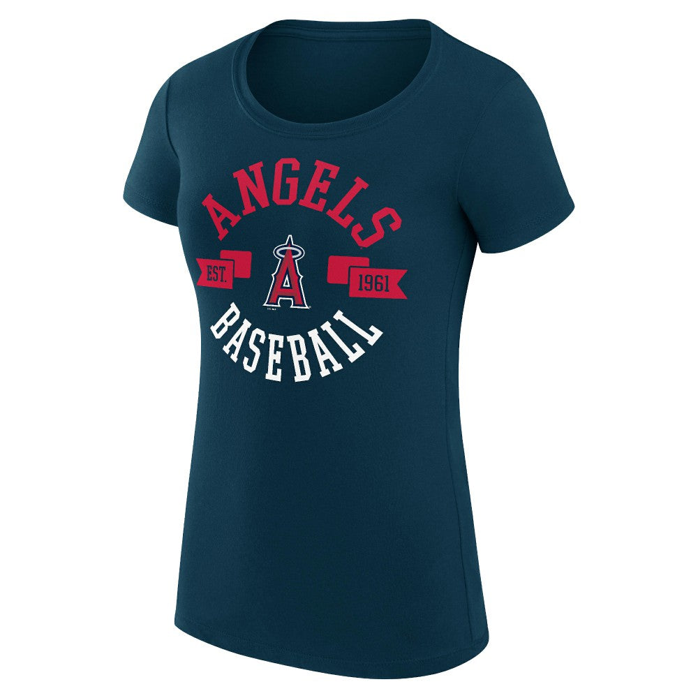Los Angeles Angels G-III 4Her by Carl Banks Women's Super-Slim Fit Lightweight City Graphic T-Shirt Navy