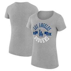 Los Angeles Dodgers G-III 4Her by Carl Banks Women's Super-Slim Fit Lightweight City Graphic T-Shirt Heather Gray