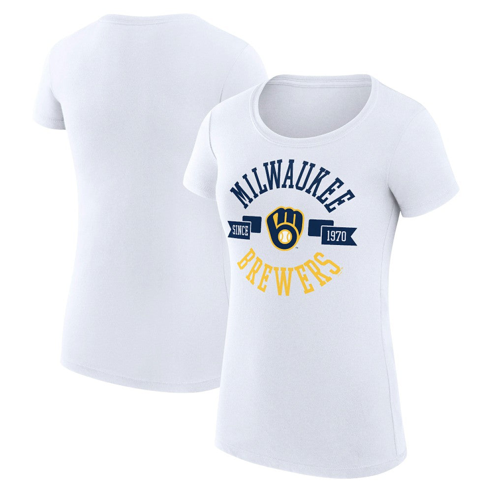 Milwaukee Brewers G-III 4Her by Carl Banks Women's Super-Slim Fit Lightweight City Graphic T-Shirt White