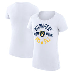 Milwaukee Brewers G-III 4Her by Carl Banks Women's Super-Slim Fit Lightweight City Graphic T-Shirt White