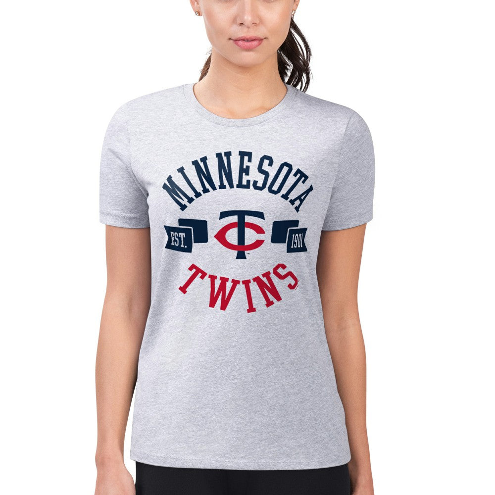 Minnesota Twins G-III 4Her by Carl Banks Women's Super-Slim Fit Lightweight City Graphic T-Shirt Heather Gray