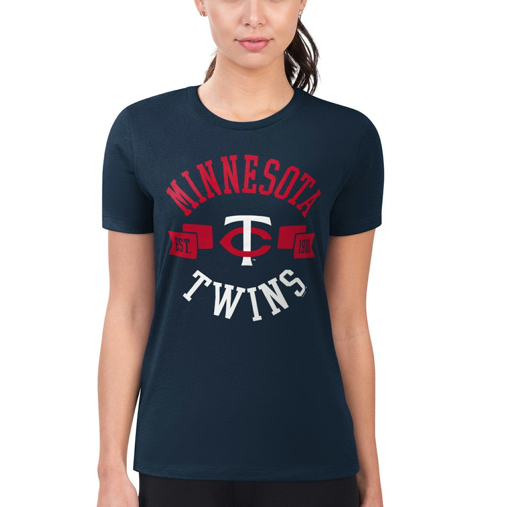 Minnesota Twins G-III 4Her by Carl Banks Women's Super-Slim Fit Lightweight City Graphic T-Shirt Navy