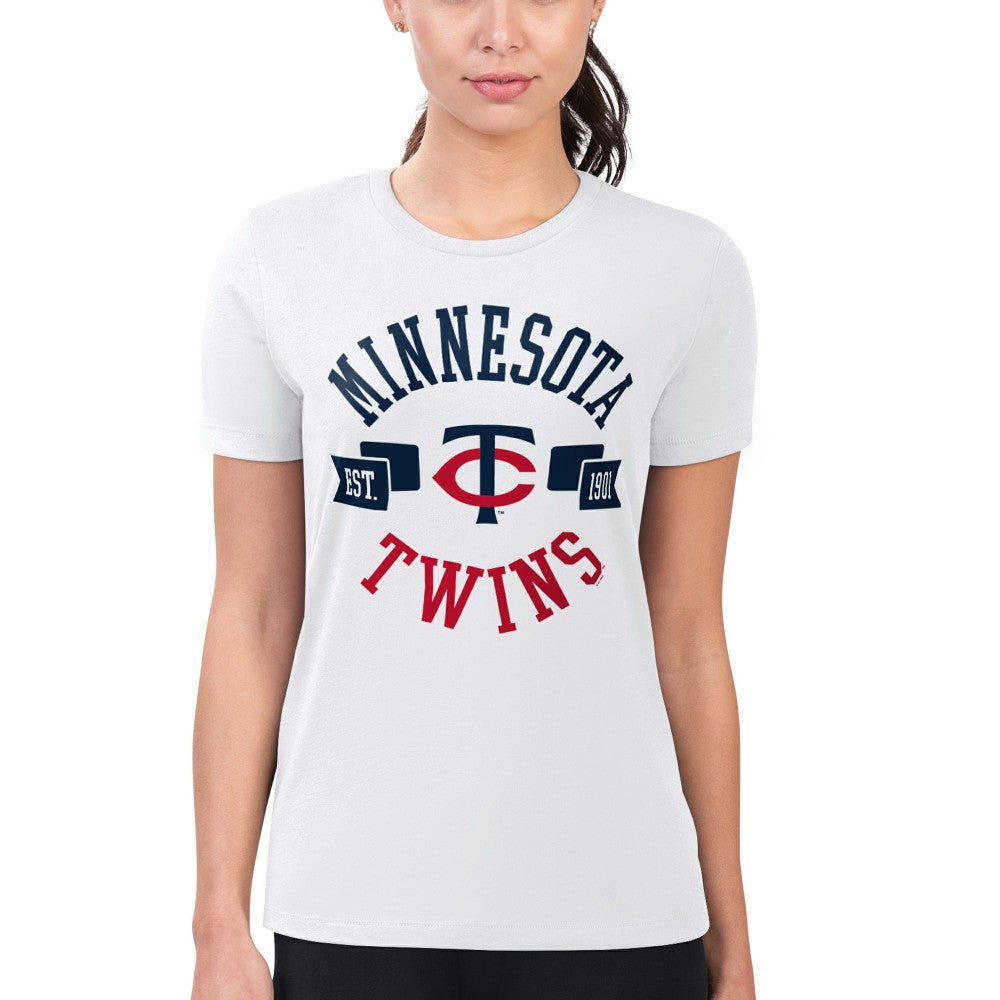 Minnesota Twins G-III 4Her by Carl Banks Women's Super-Slim Fit Lightweight City Graphic T-Shirt White