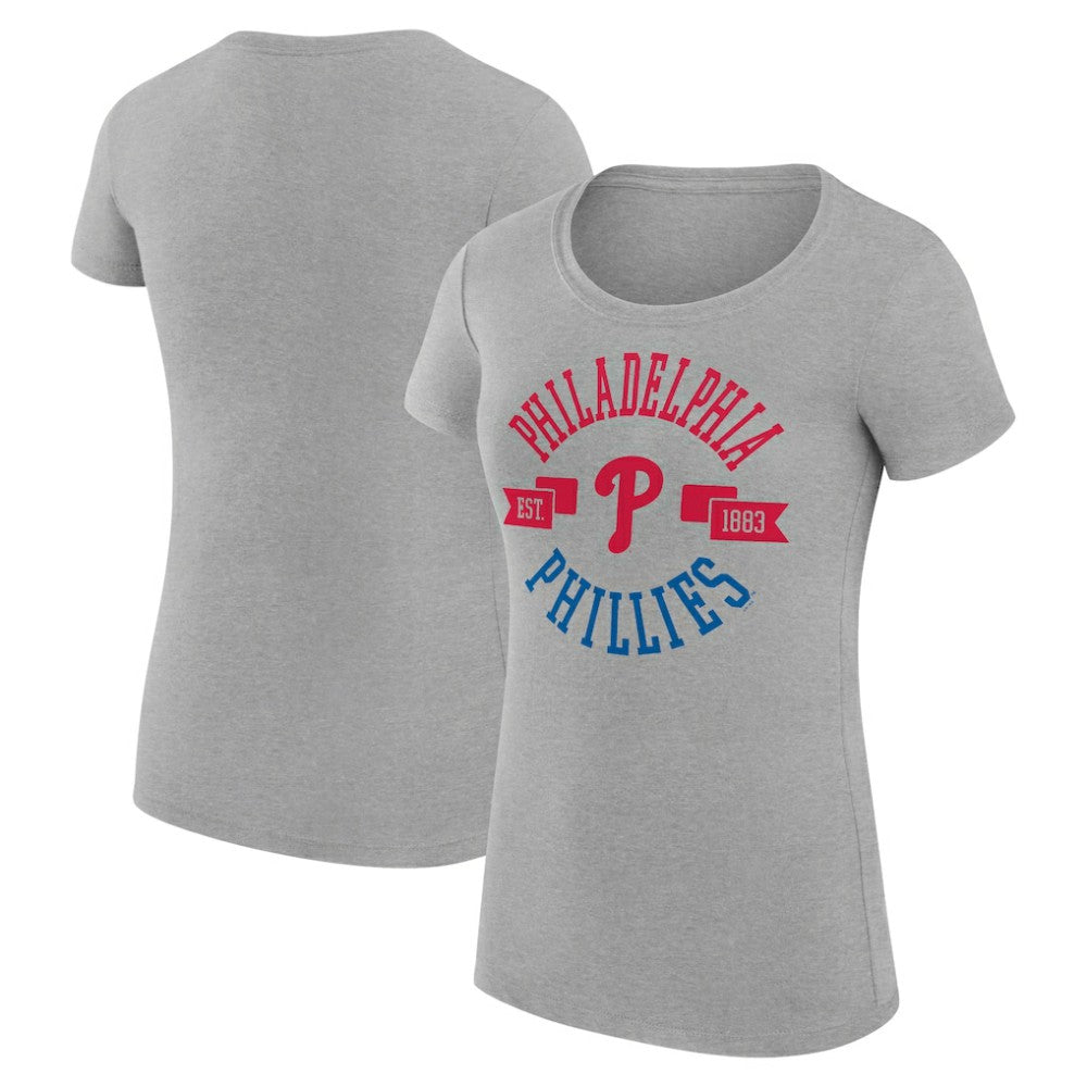 Philadelphia Phillies G-III 4Her by Carl Banks Women's Super-Slim Fit Lightweight City Graphic T-Shirt Heather Gray