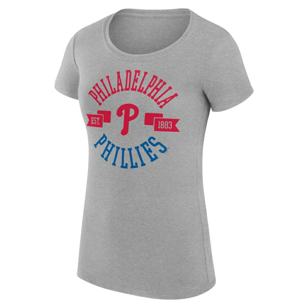 Philadelphia Phillies G-III 4Her by Carl Banks Women's Super-Slim Fit Lightweight City Graphic T-Shirt Heather Gray