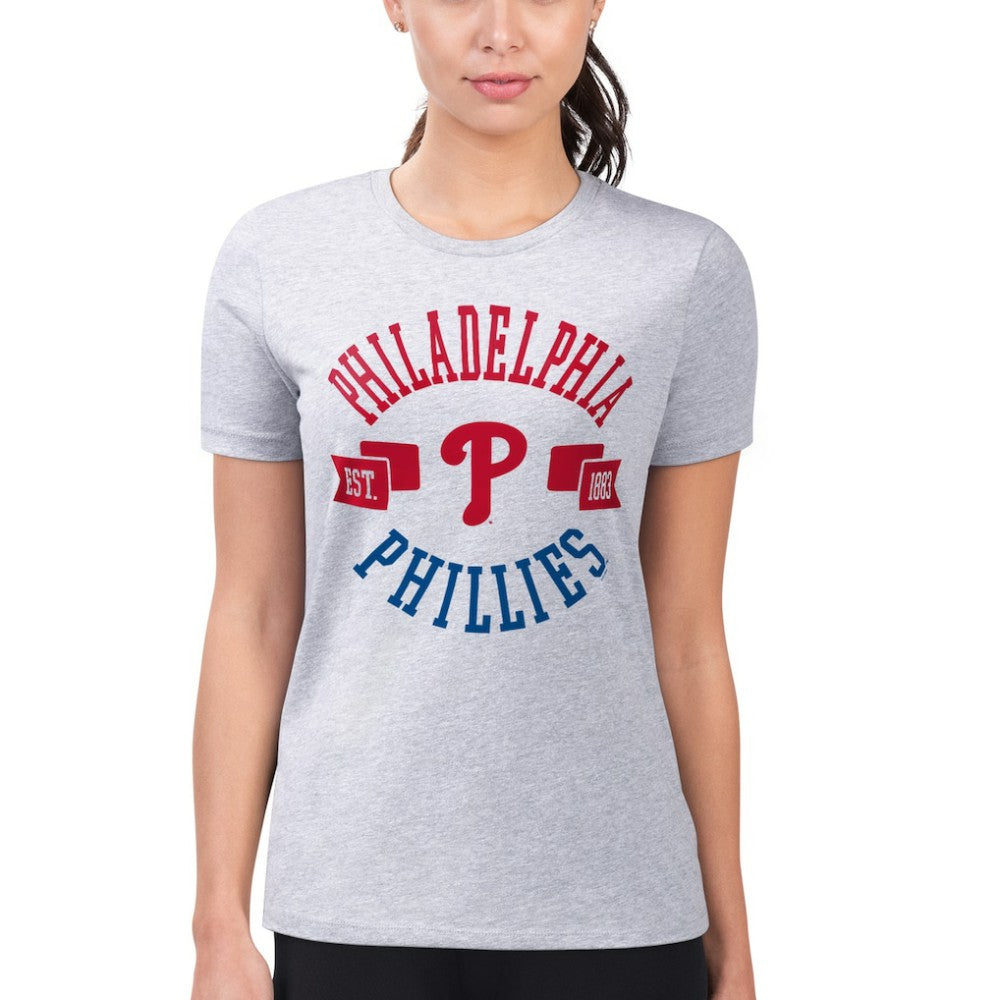 Philadelphia Phillies G-III 4Her by Carl Banks Women's Super-Slim Fit Lightweight City Graphic T-Shirt Heather Gray