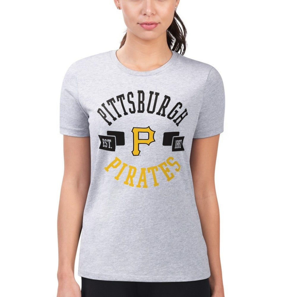 Pittsburgh Pirates G-III 4Her by Carl Banks Women's Super-Slim Fit Lightweight City Graphic T-Shirt Heather Gray
