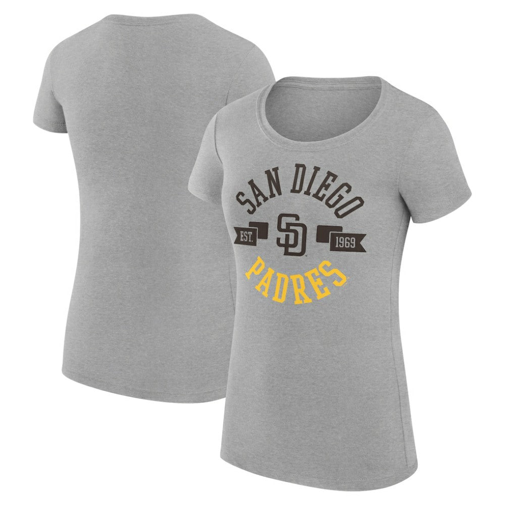 San Diego Padres G-III 4Her by Carl Banks Women's Super-Slim Fit Lightweight City Graphic T-Shirt Heather Gray