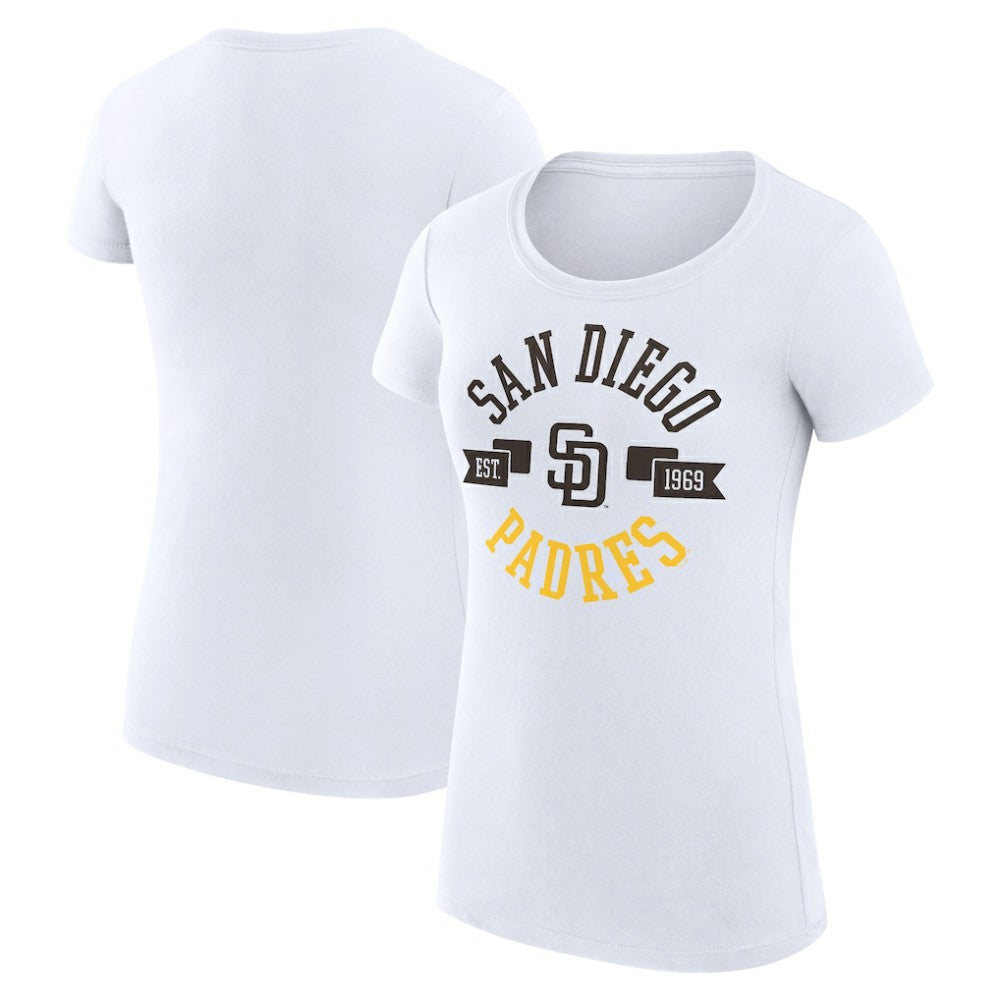 San Diego Padres G-III 4Her by Carl Banks Women's Super-Slim Fit Lightweight City Graphic T-Shirt White