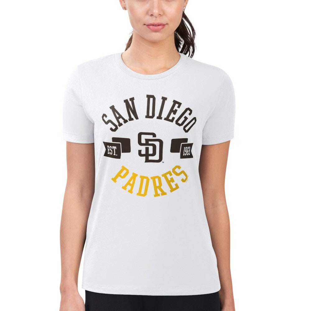 San Diego Padres G-III 4Her by Carl Banks Women's Super-Slim Fit Lightweight City Graphic T-Shirt White