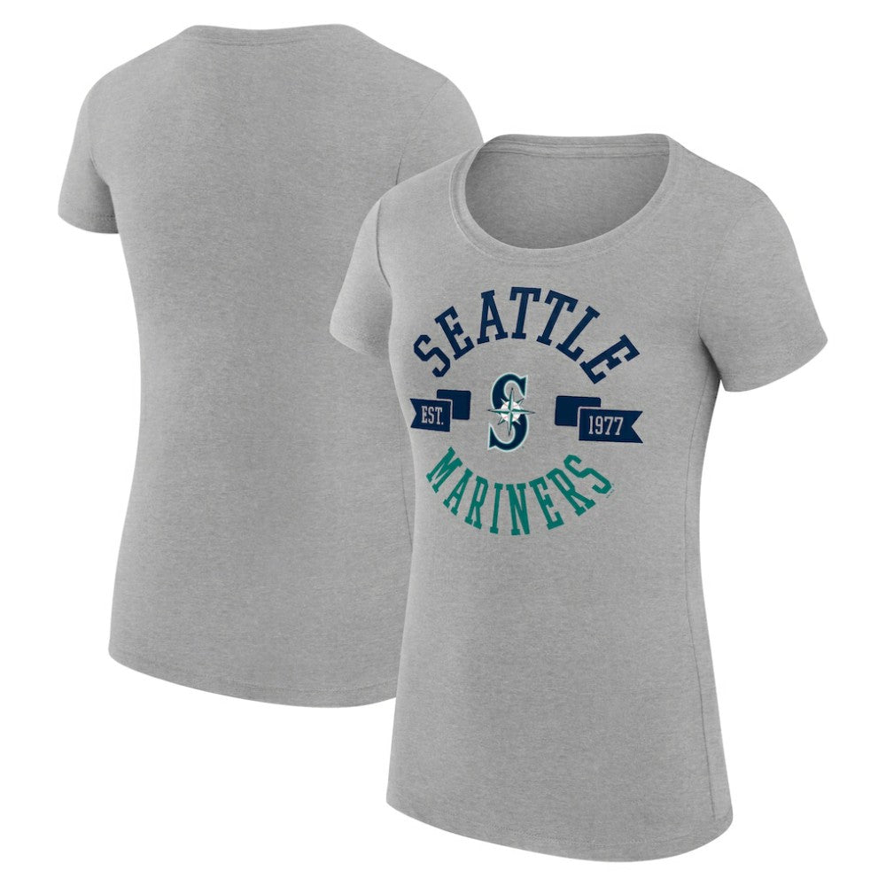 Seattle Mariners G-III 4Her by Carl Banks Women's Super-Slim Fit Lightweight City Graphic T-Shirt Heather Gray