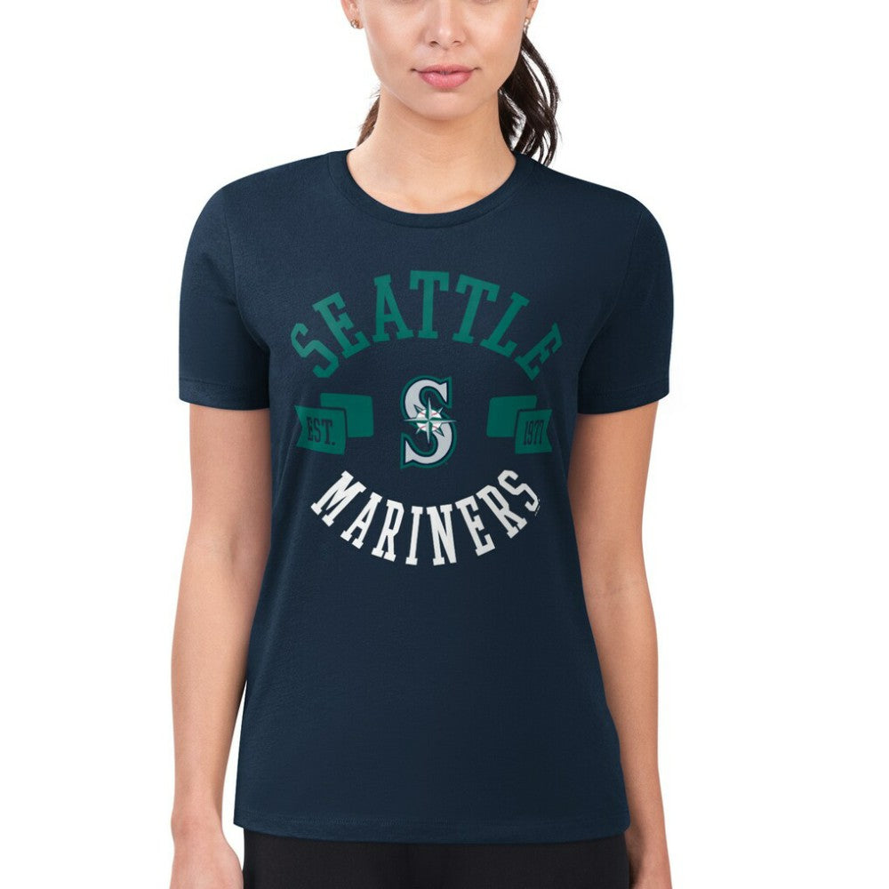 Seattle Mariners G-III 4Her by Carl Banks Women's Super-Slim Fit Lightweight City Graphic T-Shirt Navy