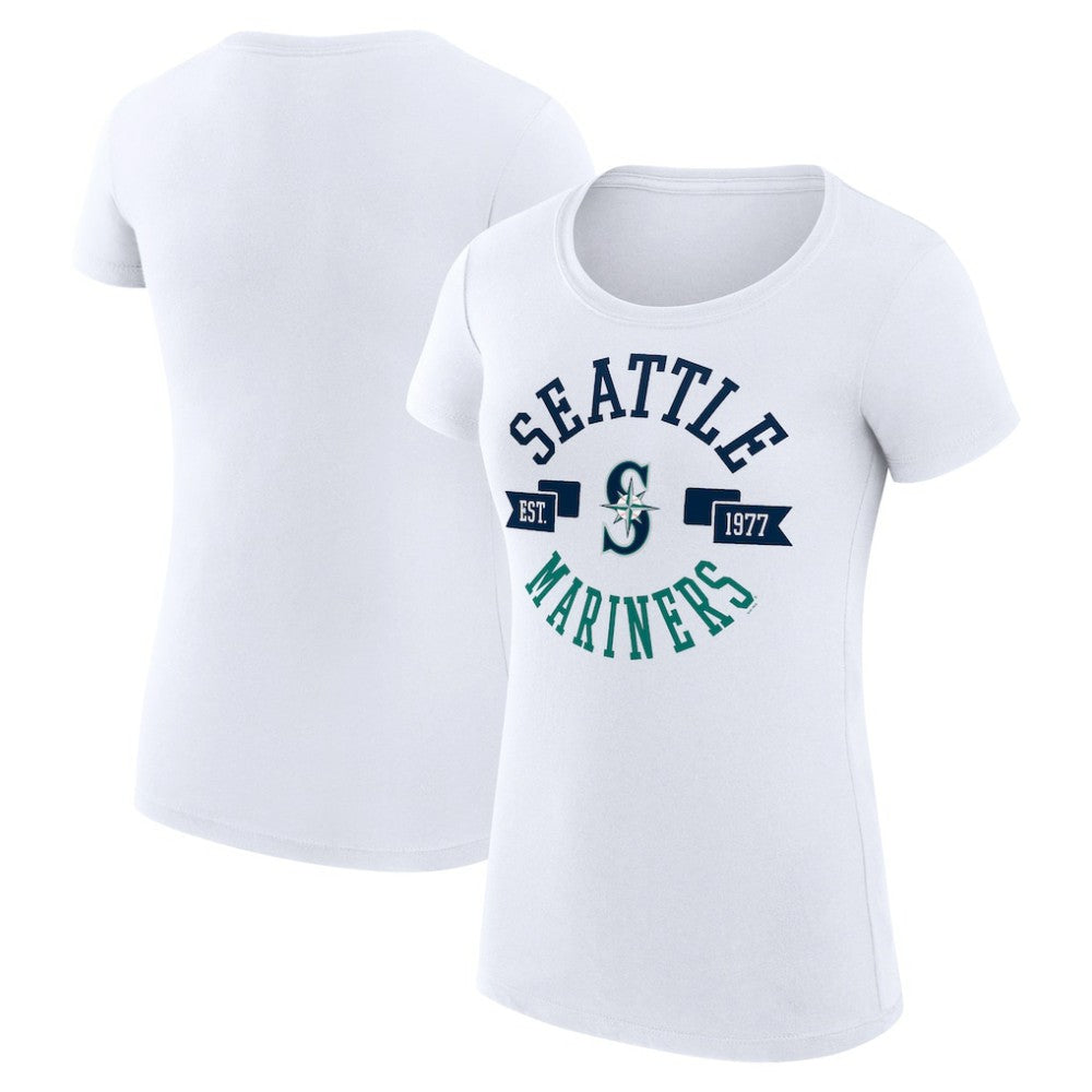 Seattle Mariners G-III 4Her by Carl Banks Women's Super-Slim Fit Lightweight City Graphic T-Shirt White