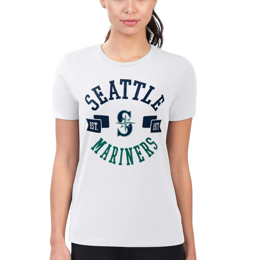 Seattle Mariners G-III 4Her by Carl Banks Women's Super-Slim Fit Lightweight City Graphic T-Shirt White