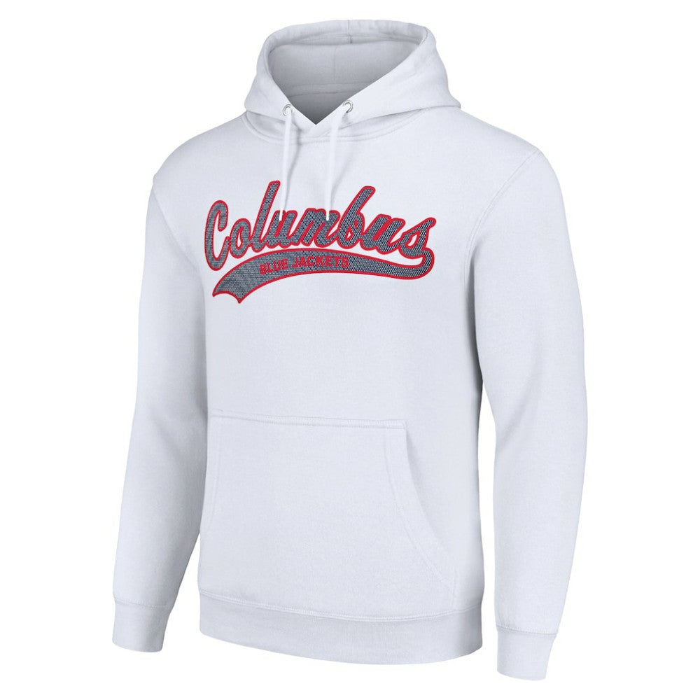 Columbus Blue Jackets Starter Tailsweep Fleece Tri-Blend Pullover Hoodie White
