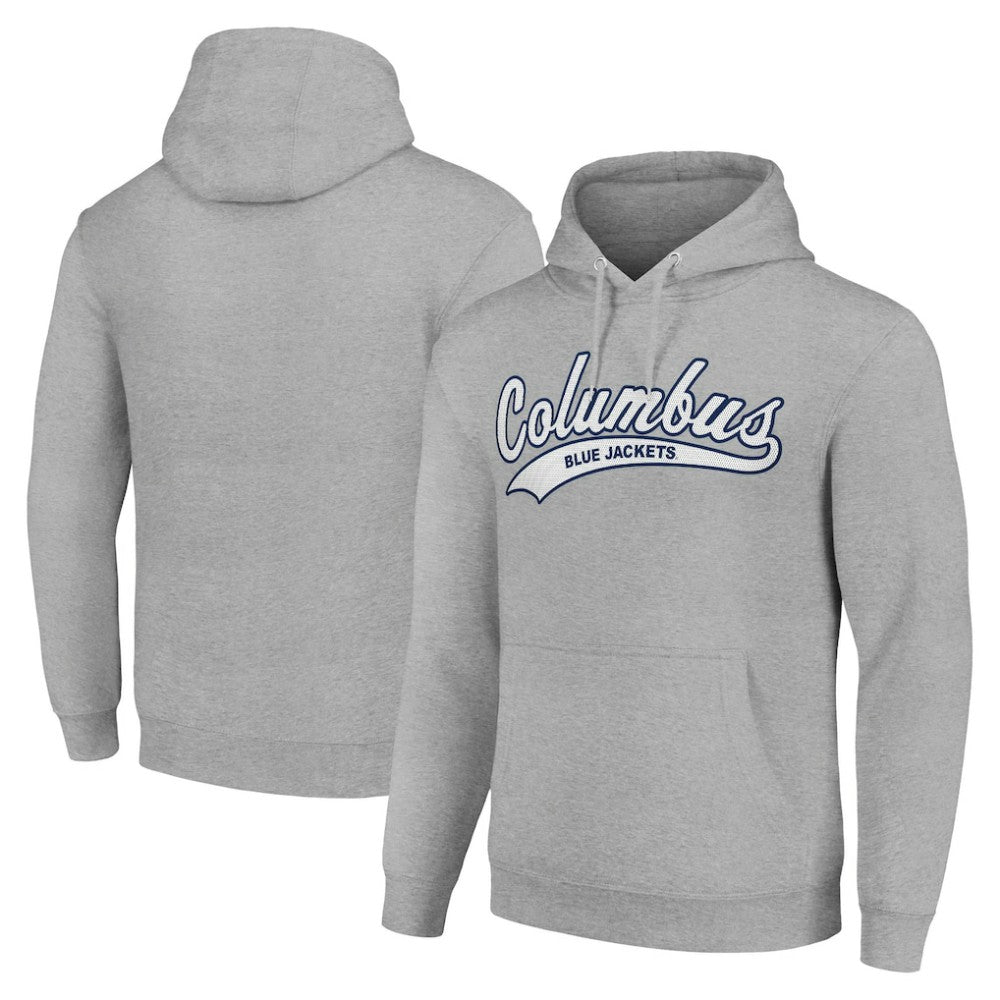Columbus Blue Jackets Starter Tailsweep Fleece Tri-Blend Pullover Hoodie Heather Gray