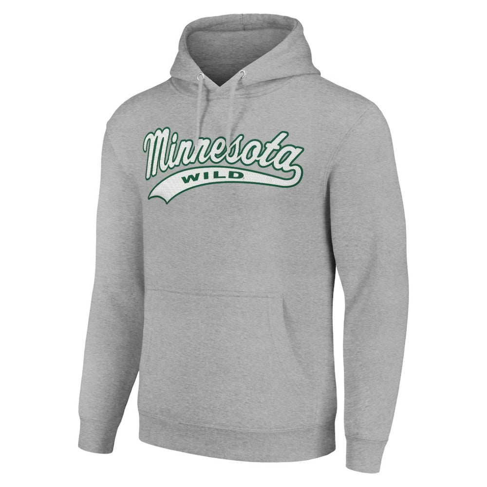 Minnesota Wild Starter Tailsweep Fleece Tri-Blend Pullover Hoodie Heather Gray