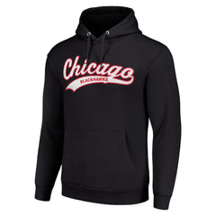 Chicago Blackhawks Starter Tailsweep Fleece Tri-Blend Pullover Hoodie Black
