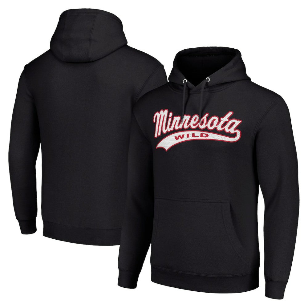 Minnesota Wild Starter Tailsweep Fleece Tri-Blend Pullover Hoodie Black