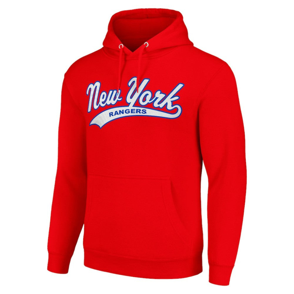 New York Rangers Starter Tailsweep Fleece Tri-Blend Pullover Hoodie Red