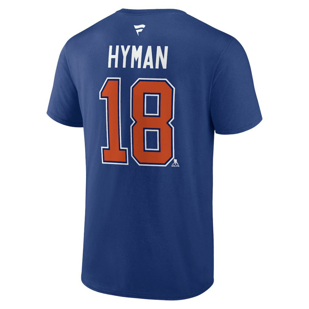 Zach Hyman Edmonton Oilers Fanatics Authentic Stack Name & Number T-Shirt Blue