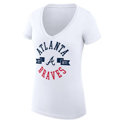 Atlanta Braves G-III 4Her by Carl Banks Women's Super-Slim Fit Lightweight City Graphic V-Neck T-Shirt White