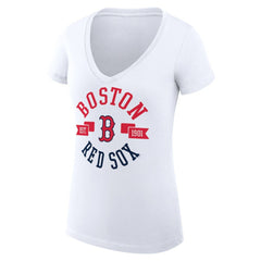 Boston Red Sox G-III 4Her by Carl Banks Women's Super-Slim Fit Lightweight City Graphic V-Neck T-Shirt White