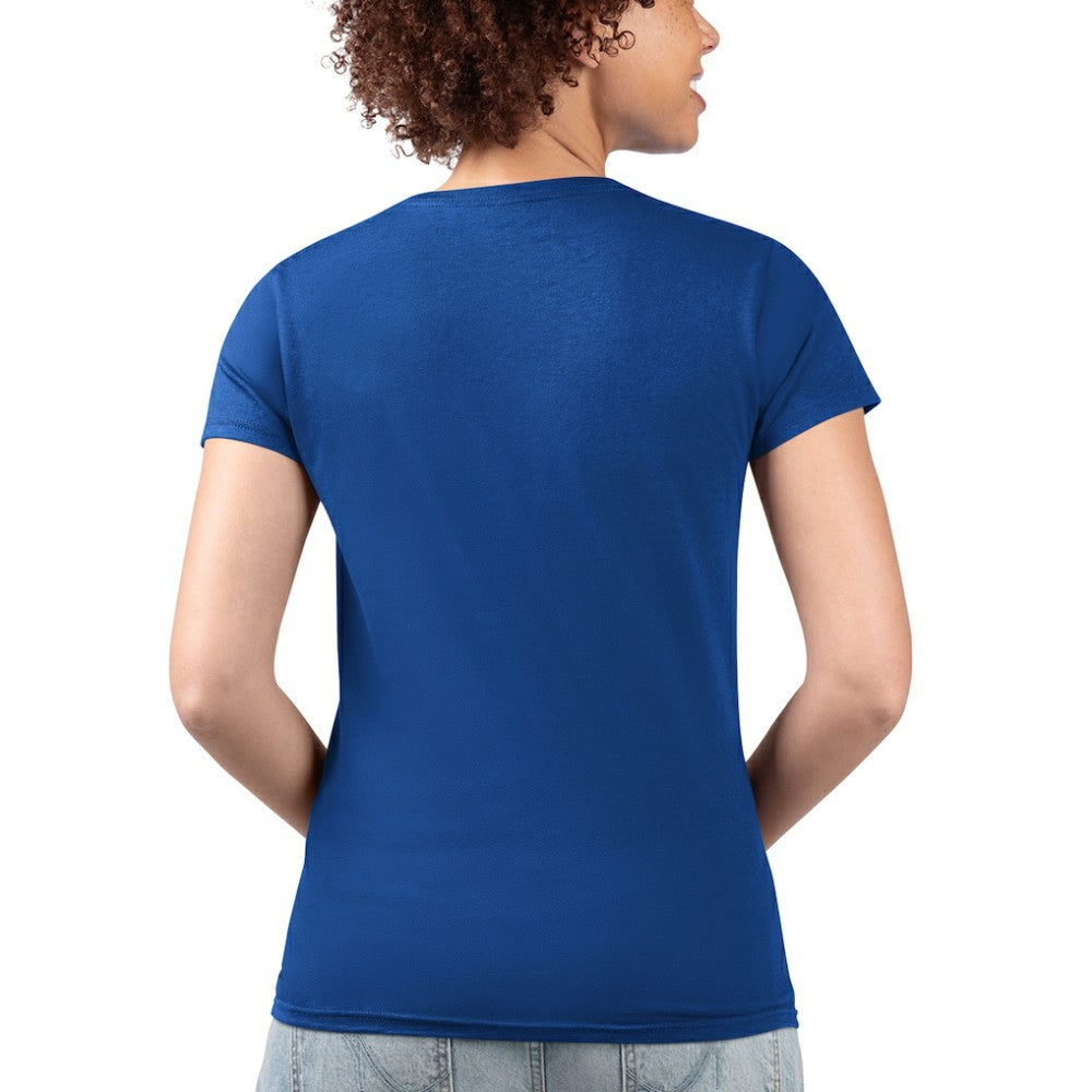 Chicago Cubs G-III 4Her by Carl Banks Women's Super-Slim Fit Lightweight City Graphic V-Neck T-Shirt Royal