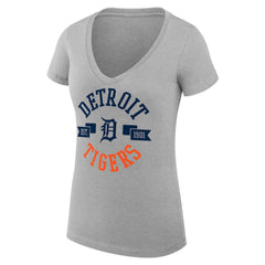 Detroit Tigers G-III 4Her by Carl Banks Women's Super-Slim Fit Lightweight City Graphic V-Neck T-Shirt Heather Gray