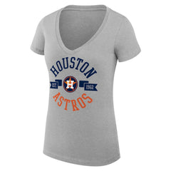 Houston Astros G-III 4Her by Carl Banks Women's Super-Slim Fit Lightweight City Graphic V-Neck T-Shirt Heather Gray