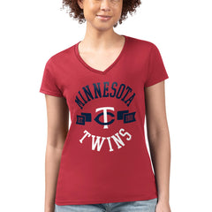 Minnesota Twins G-III 4Her by Carl Banks Women's Super-Slim Fit Lightweight City Graphic V-Neck T-Shirt Red