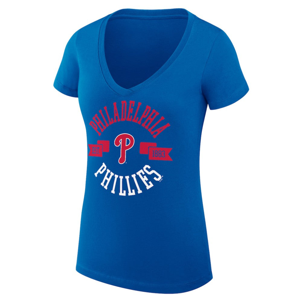 Philadelphia Phillies G-III 4Her by Carl Banks Women's Super-Slim Fit Lightweight City Graphic V-Neck T-Shirt Royal