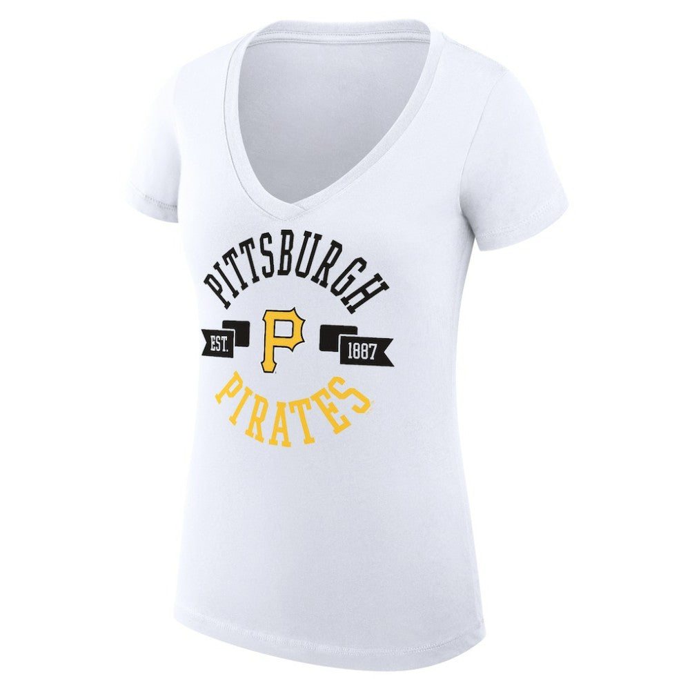 Pittsburgh Pirates G-III 4Her by Carl Banks Women's Super-Slim Fit Lightweight City Graphic V-Neck T-Shirt White