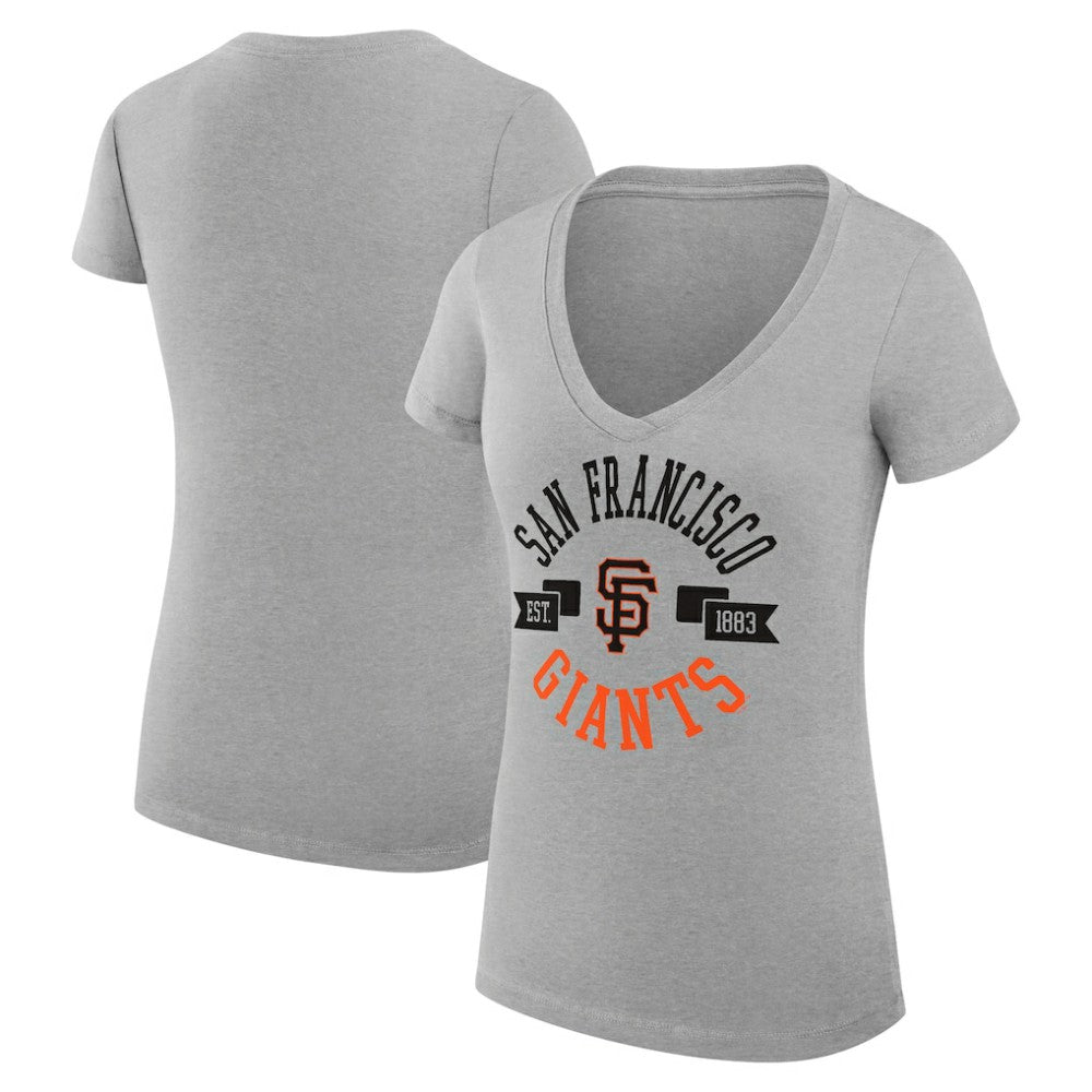 San Francisco Giants G-III 4Her by Carl Banks Women's Super-Slim Fit Lightweight City Graphic V-Neck T-Shirt Heather Gray