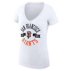 San Francisco Giants G-III 4Her by Carl Banks Women's Super-Slim Fit Lightweight City Graphic V-Neck T-Shirt White
