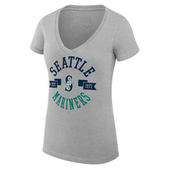 Seattle Mariners G-III 4Her by Carl Banks Women's Super-Slim Fit Lightweight City Graphic V-Neck T-Shirt Heather Gray