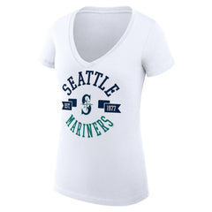 Seattle Mariners G-III 4Her by Carl Banks Women's Super-Slim Fit Lightweight City Graphic V-Neck T-Shirt White